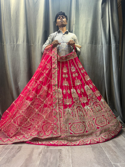 Lavishing Rani pink peacock bridal Lehenga