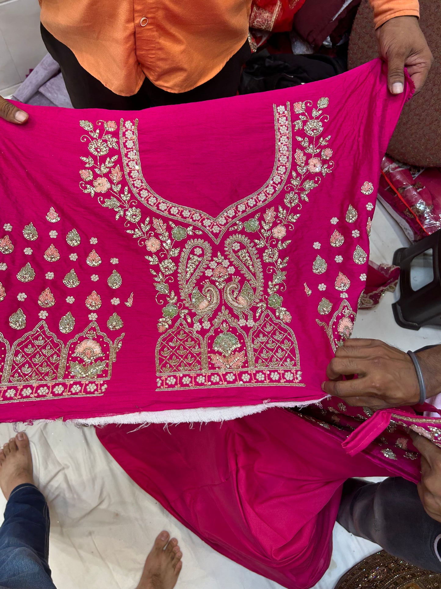 Dark pink handwork bridal Lehenga