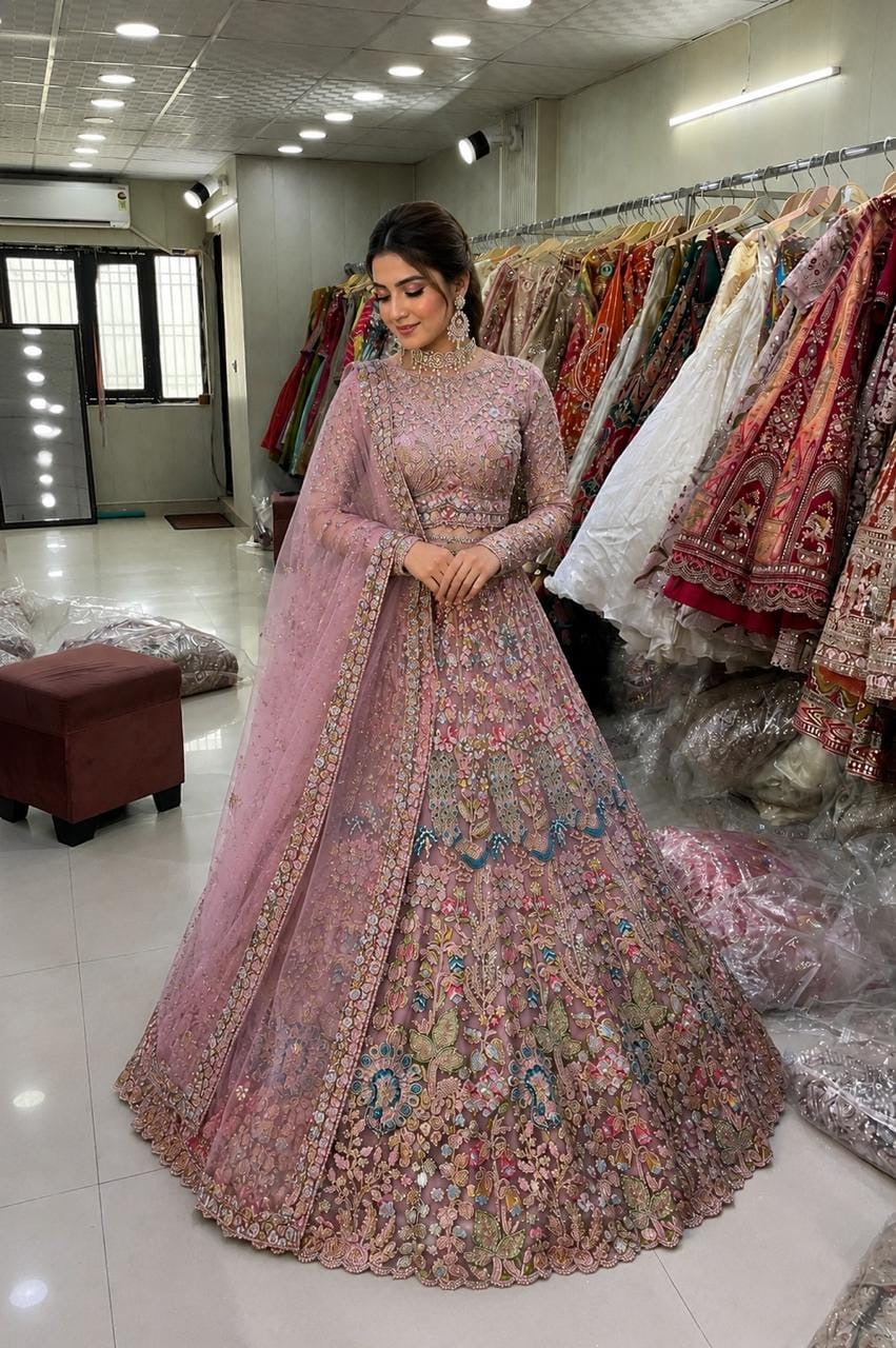 Pink Crop Top Lehenga