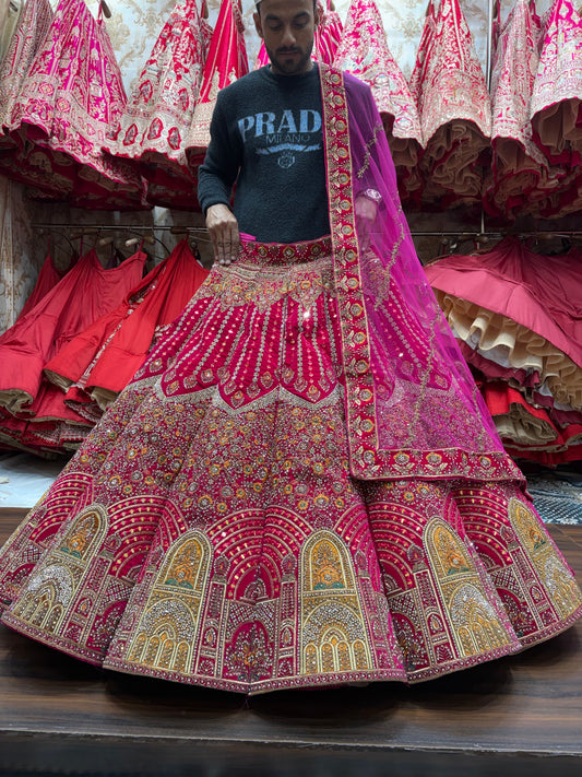 Fabulous Rani pink jhumka Ball bridal Lehenga
