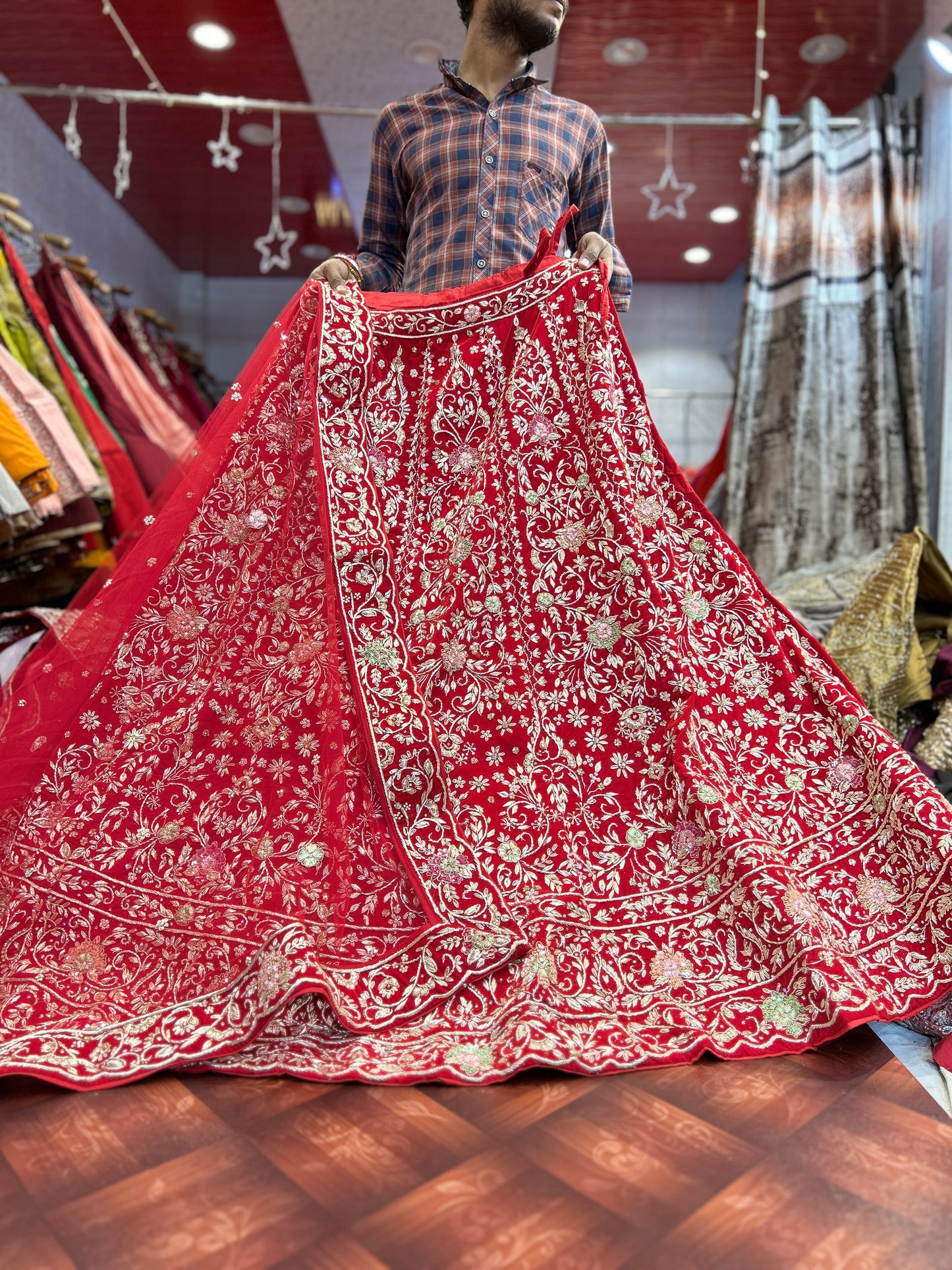 Lovely maroon pure handwork zardozi dabka lehenga