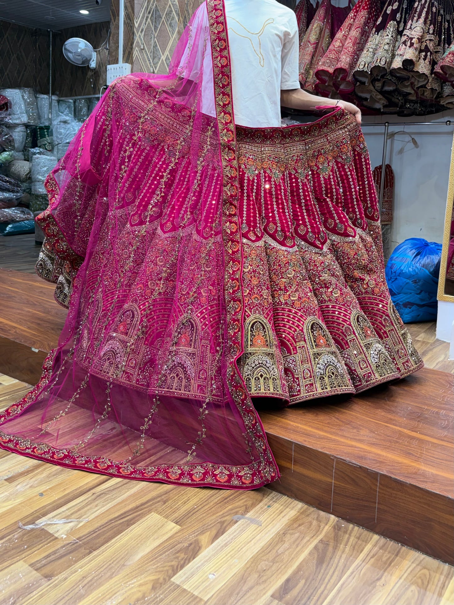 Rani Pink Jhumka Ball Bridal Lehenga