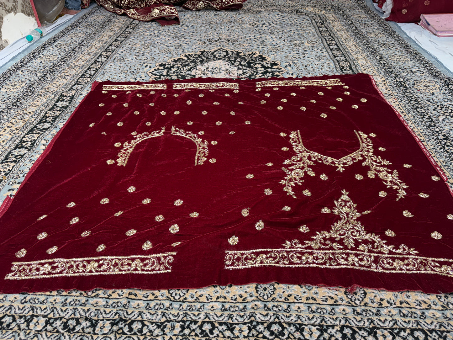 Pretty maroon bridal Lehenga handwork zardozi dabka