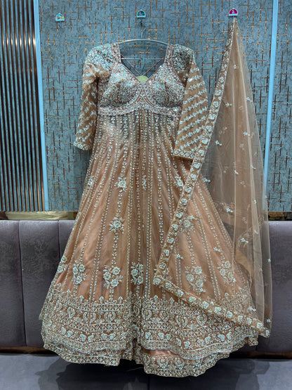 Golden Long Farshi Garara Indo Western Dress