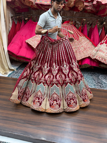 Maroon Peacock Ball Bridal Lehenga