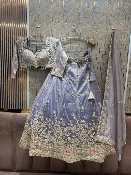 Blue crop top Lehenga