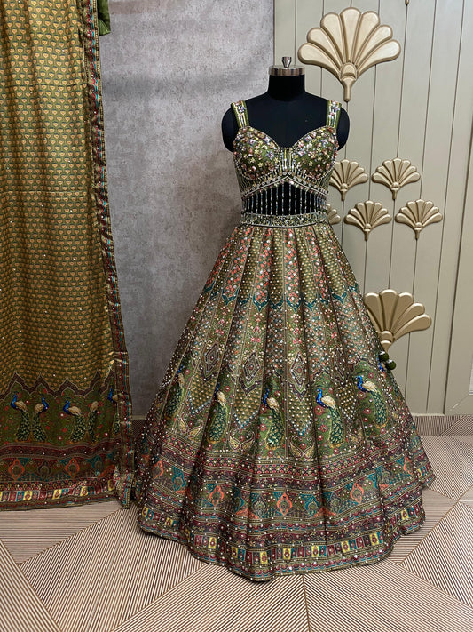 Green PDP crop top lehenga
