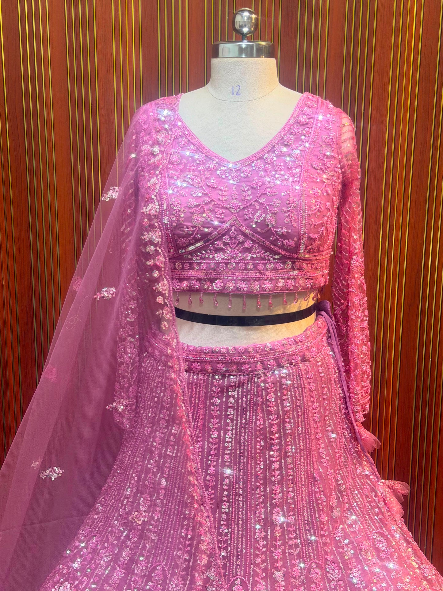 Pink crop top Lehenga