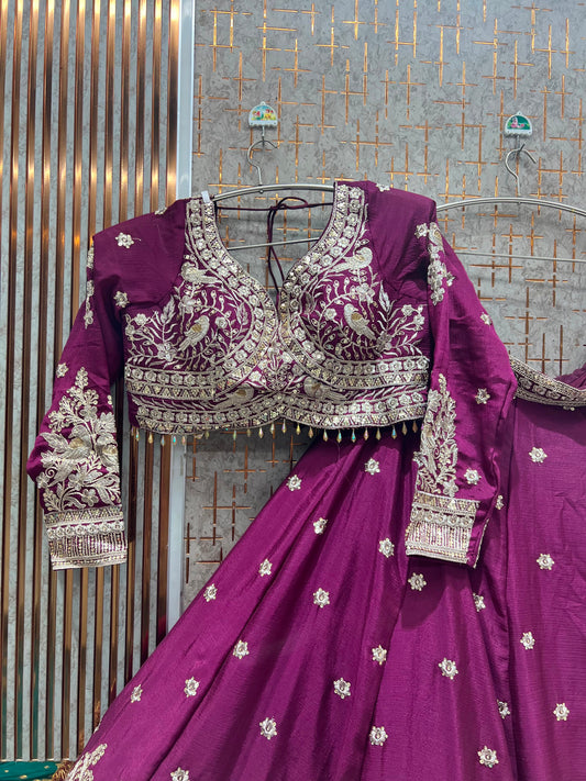 Purple Crop top Lehenga