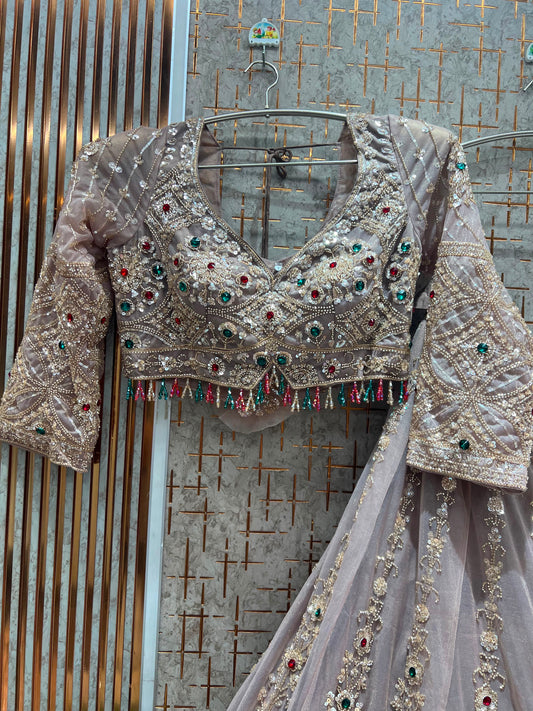 Lavender pink Crop top Lehenga