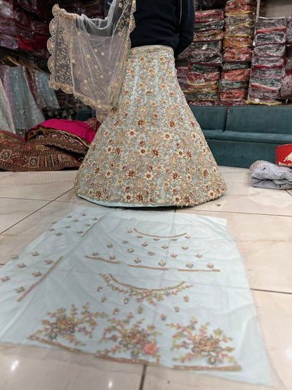 Amazing blue floral flower  lehenga