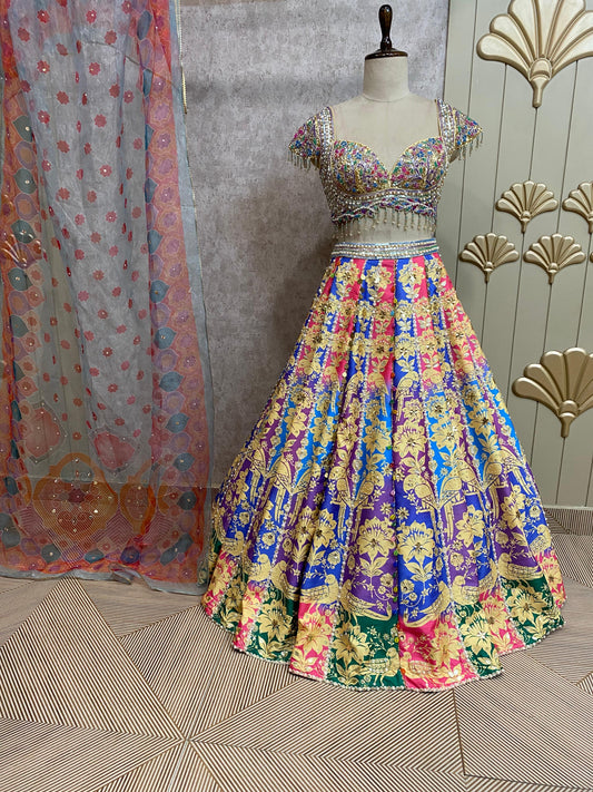 Multi Color PDP crop top lehenga