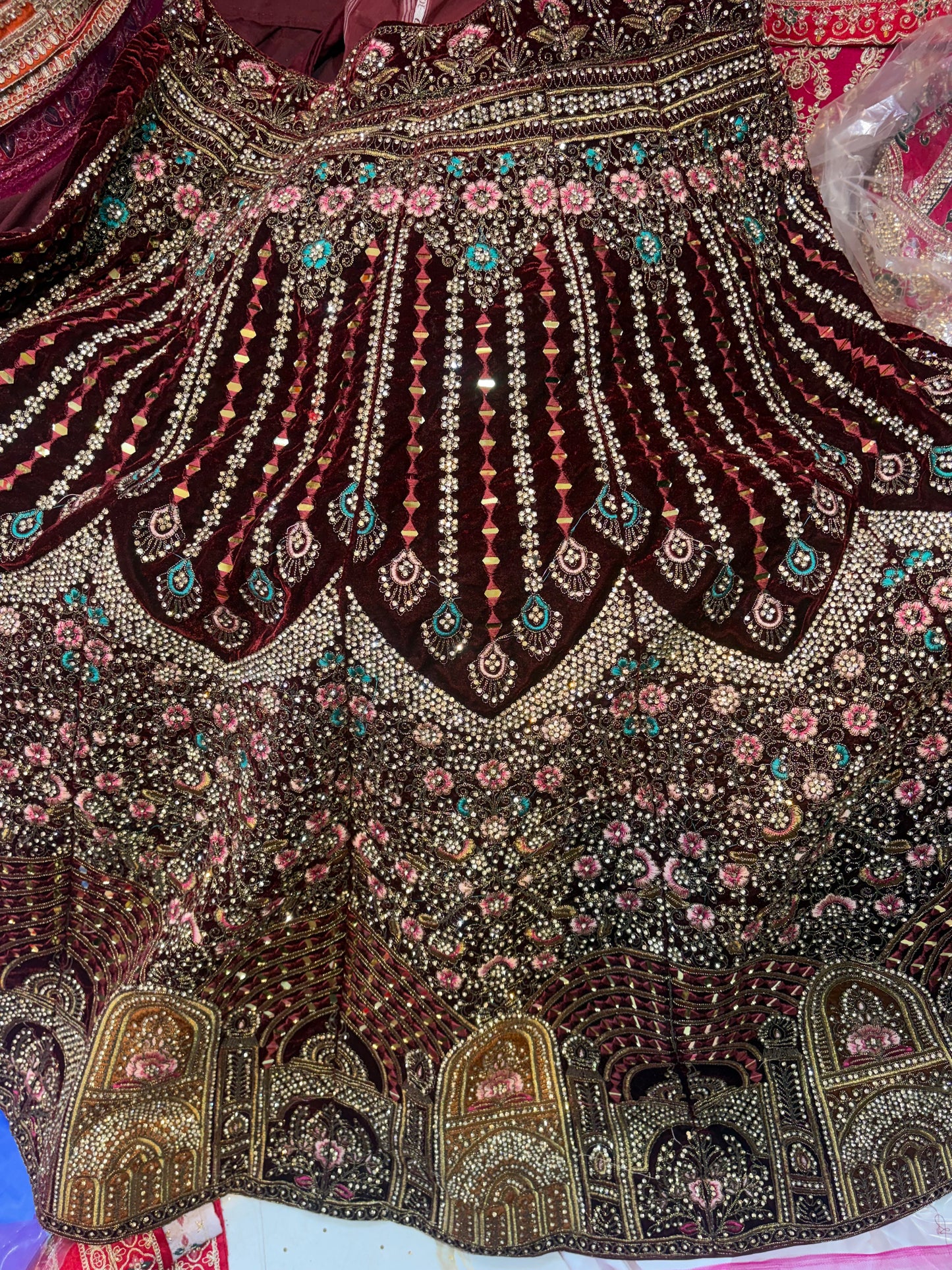 Khoobsurat Red Jhumka bridal Lehenga