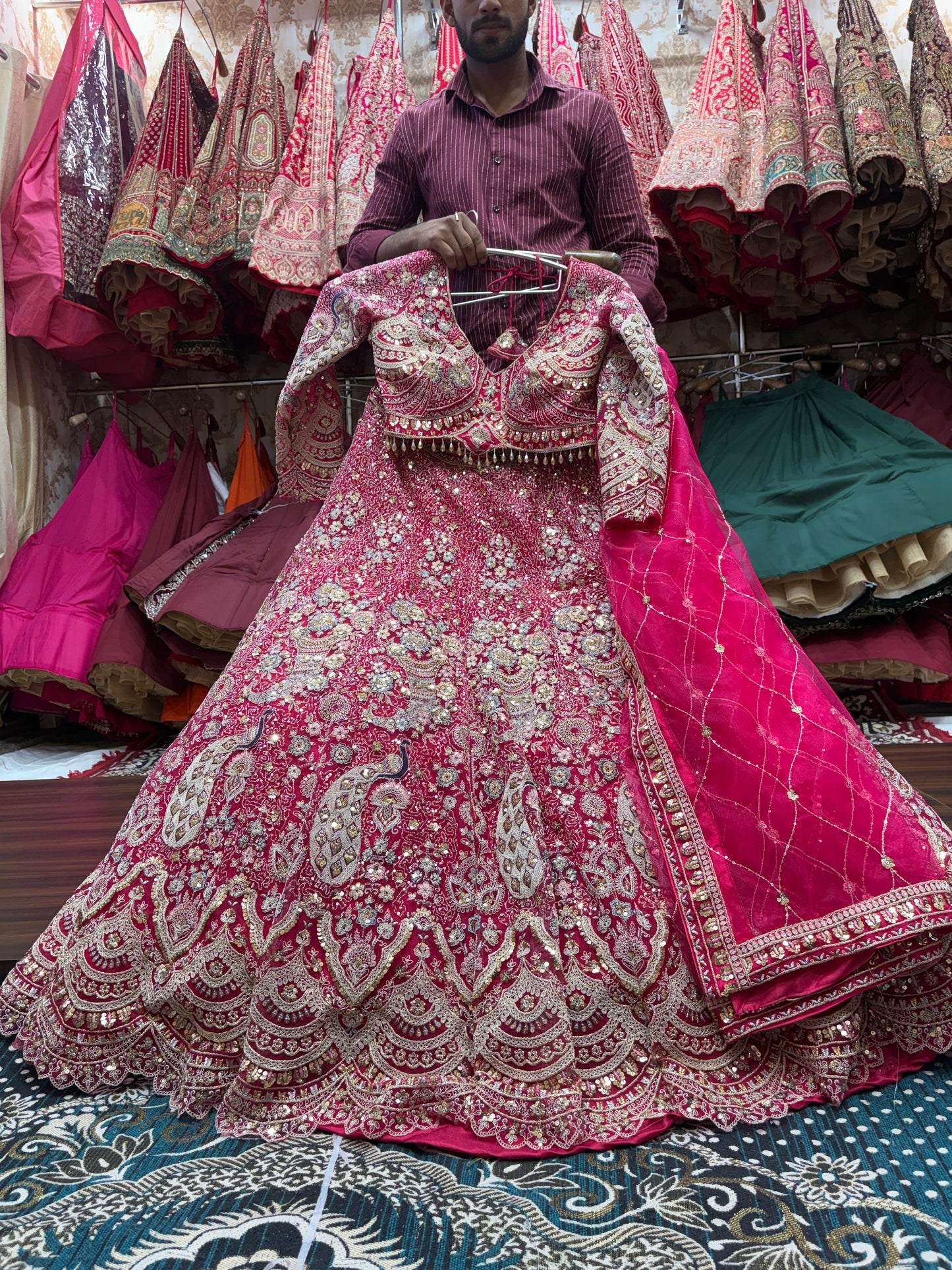 Something different Light pink peacock crop top Lehenga Happy Customer