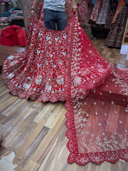 Maroon Peacock Ball Bridal Lehenga