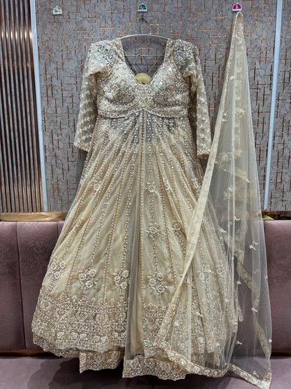 Golden Long Farshi Garara Indo Western Dress