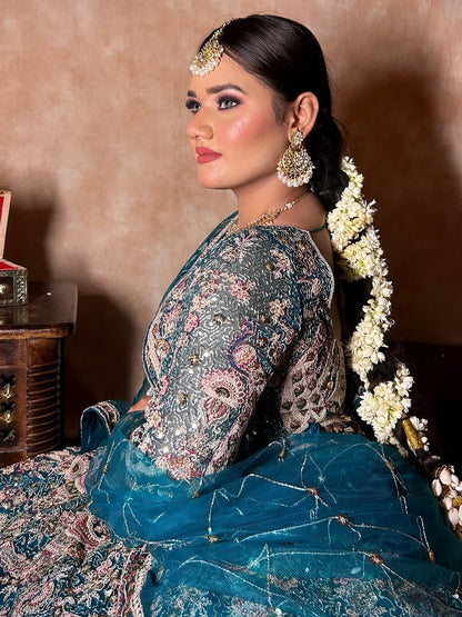 Something different Light pink peacock crop top Lehenga Happy Customer