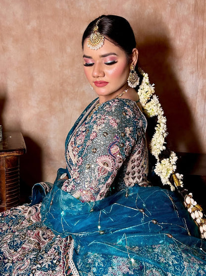 Something different Light pink peacock crop top Lehenga Happy Customer