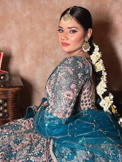 Something different Light pink peacock crop top Lehenga Happy Customer