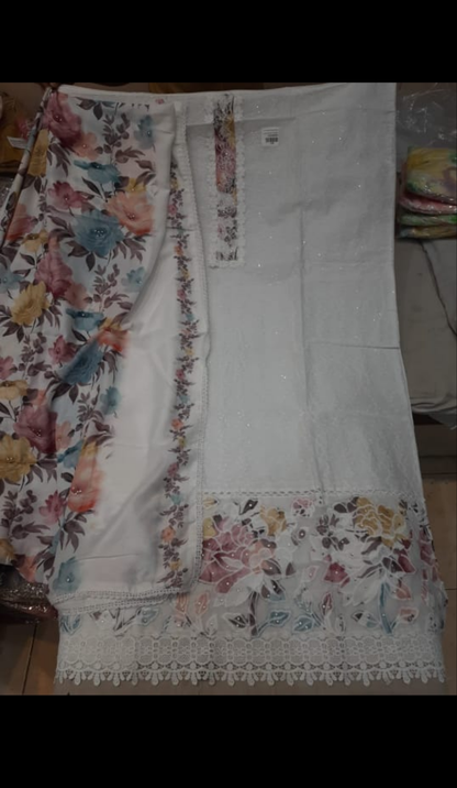 Fantastic white Stitched Fancy Salwar suit (free size)