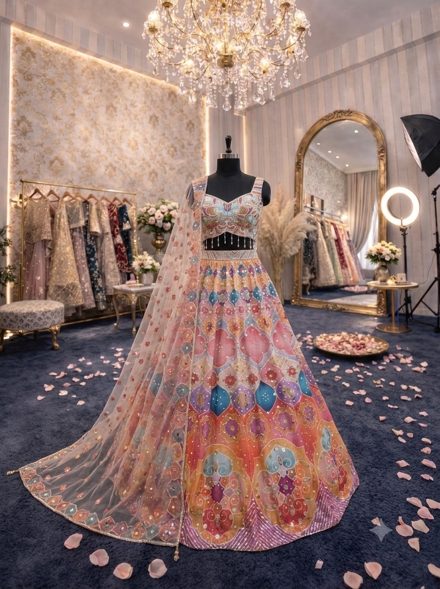 Pink PDP Crop Top Lehenga