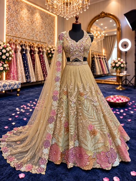 Peach PDP Crop Top Lehenga