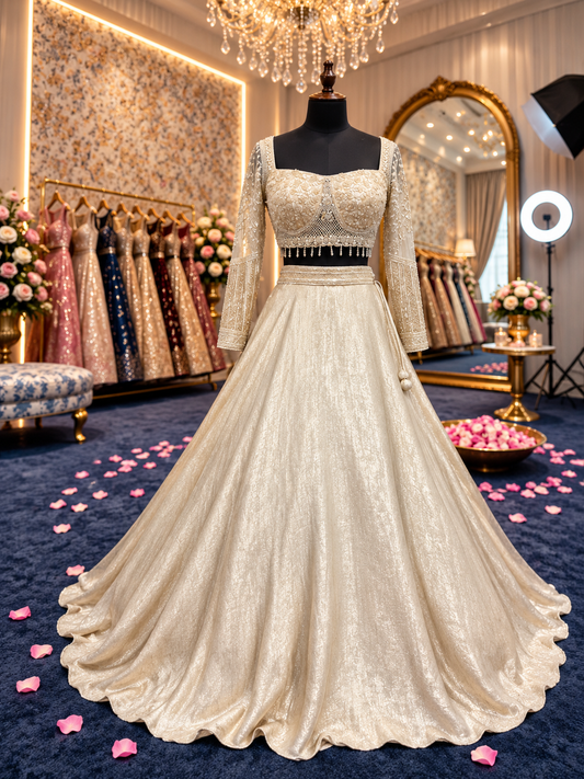 Golden silver Crop Top Lehenga