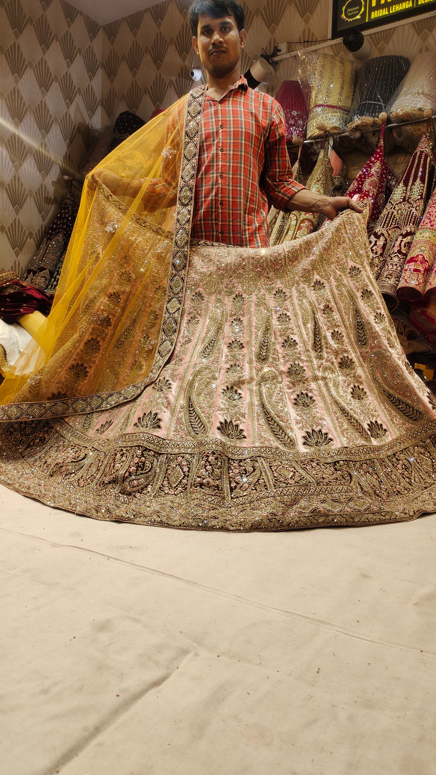 Amazing golden peachLehenga