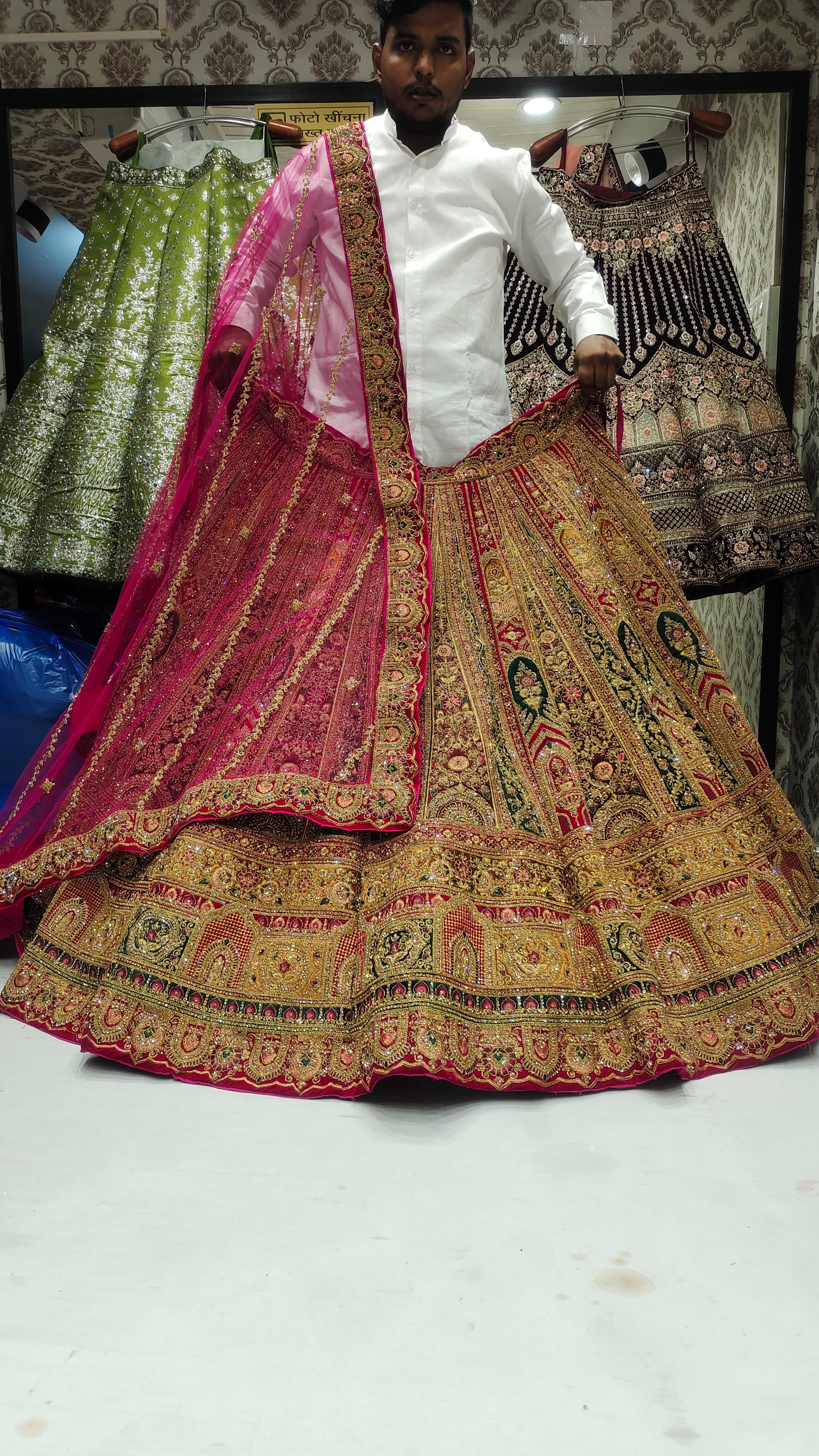 Heavy Bridal maroon LEHENGA Shopping World