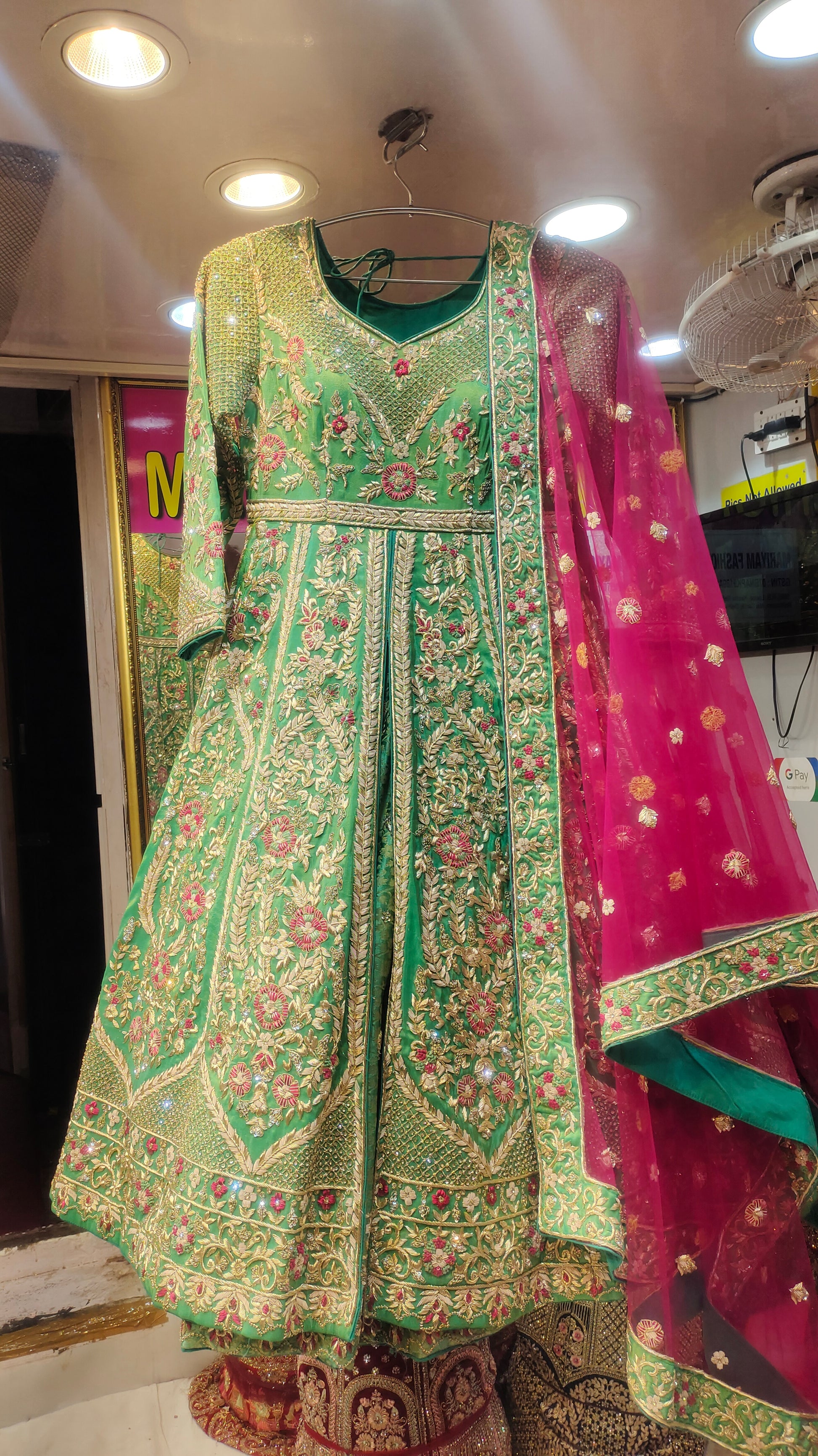 Beautiful Green Peplum long Dress Farshi Gaharara Pakistani Bridal Dre Shopping World Beautiful Green Peplum long Dress Farshi Gaharara Pakistani Bridal Dre Shopping World