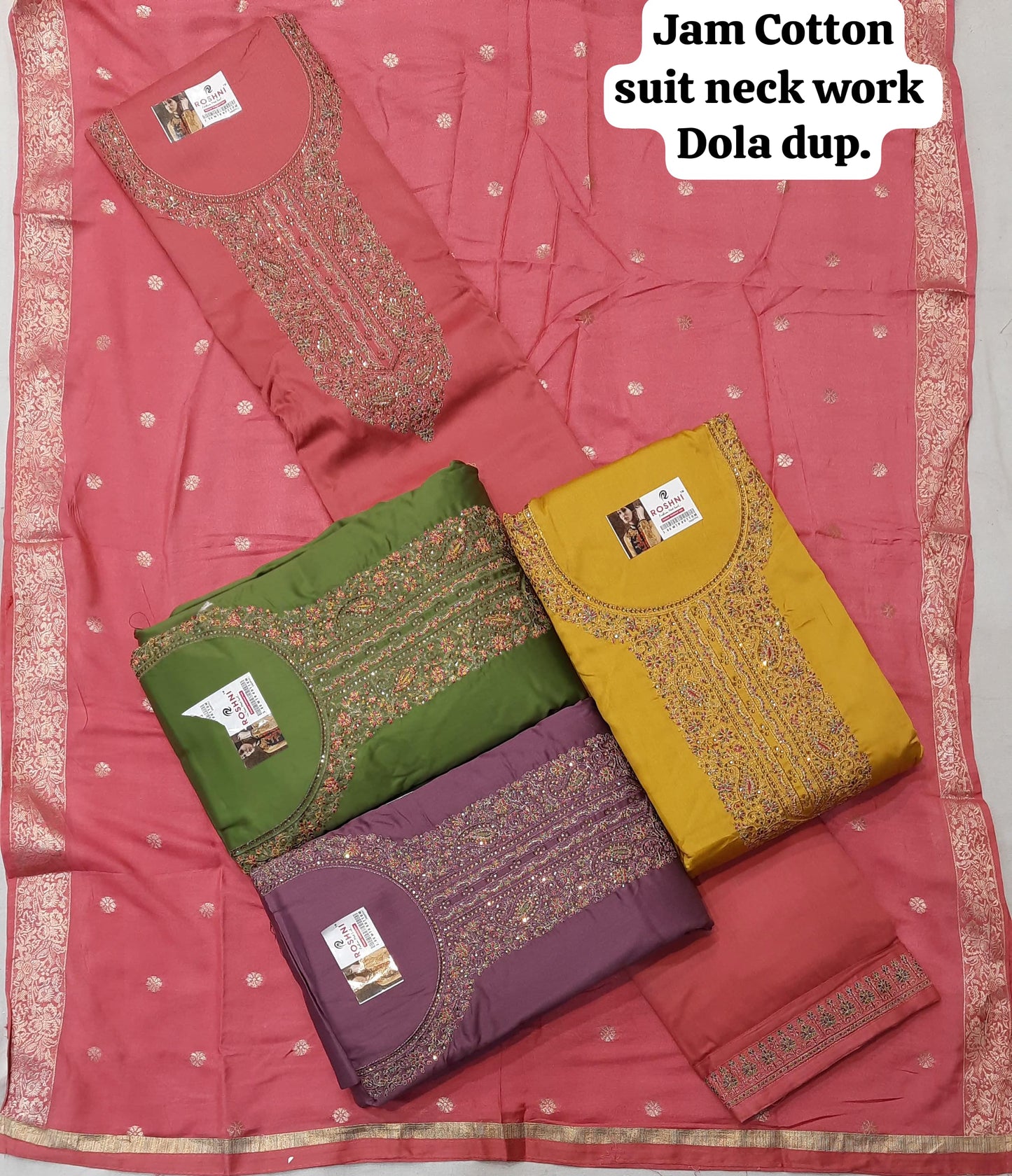 अद्भुत गुलाबी जाम कपास महिलाओं सूट