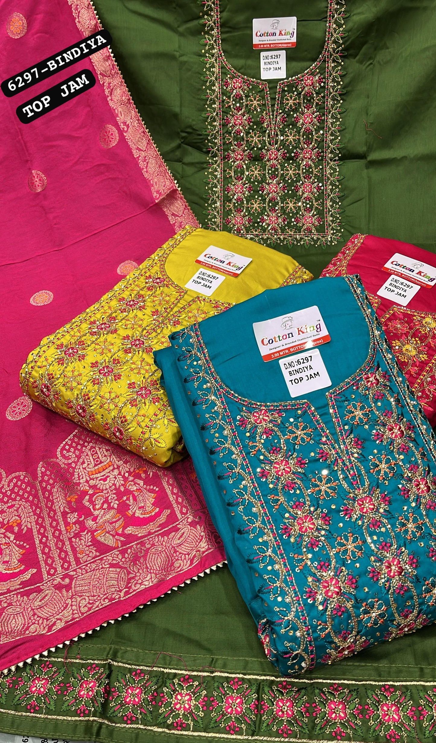 Attractive green mehendi Unstitched suit ( free size )