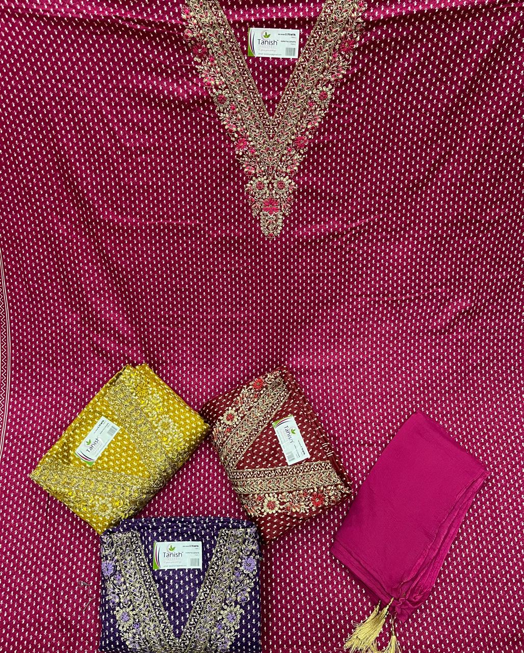 Glamorous red pink Unstitched suit ( free size )