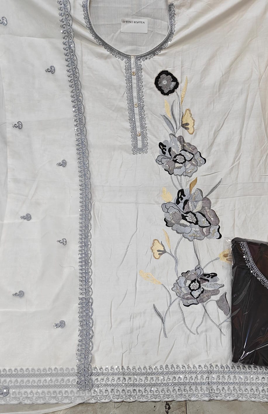 Gorgeous white Unstitched suit ( free size )