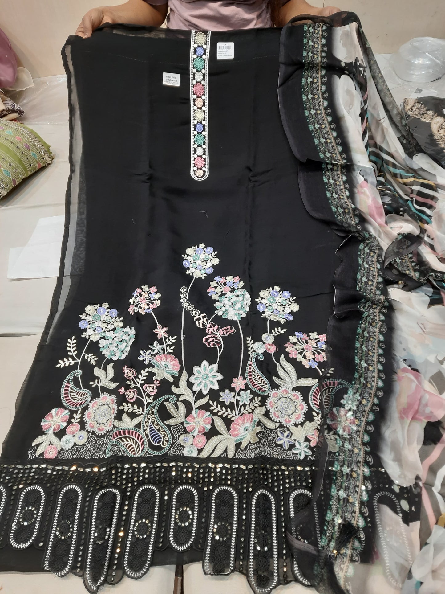 Stunning black Unstitched suit ( free size )