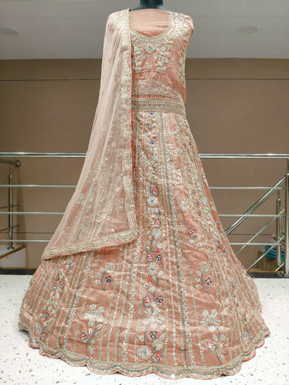Astonishing orange peach Lehenga