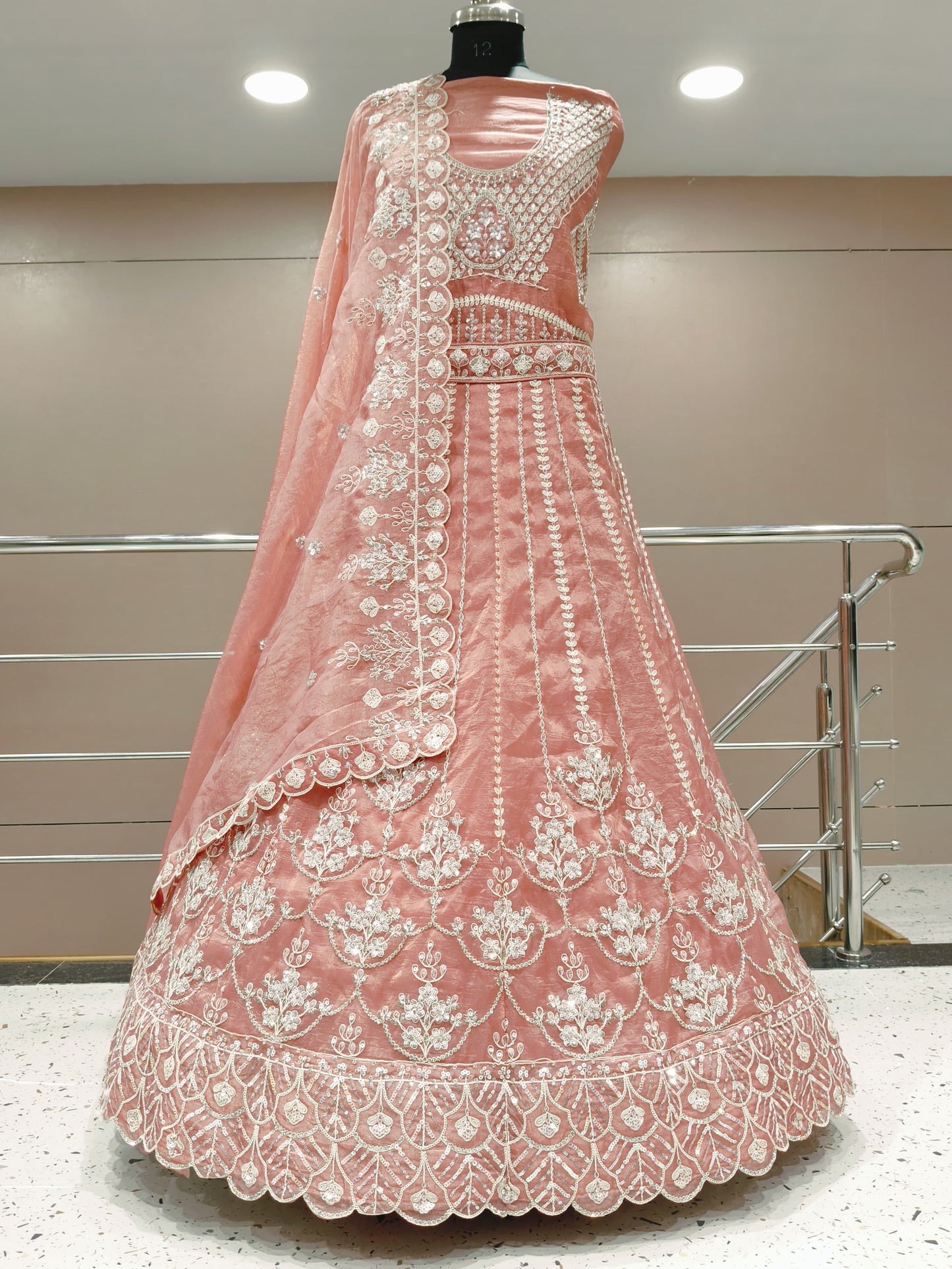 Designer peach pink Lehenga