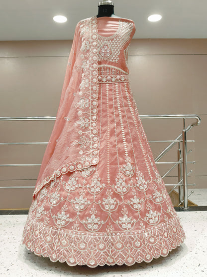 Designer peach pink Lehenga