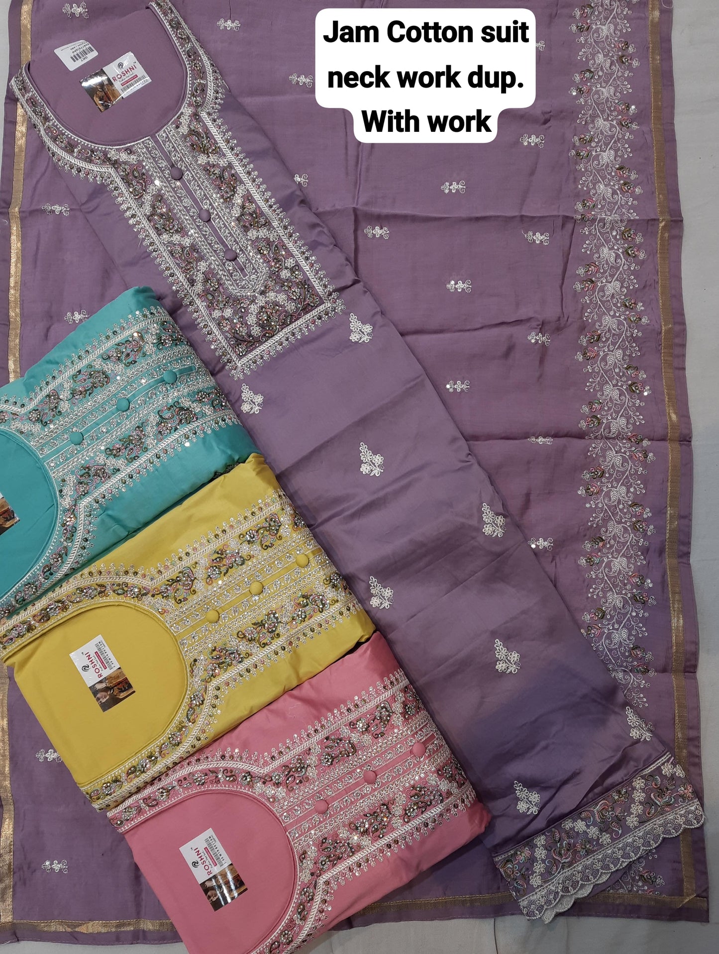 Engaging jam cotton purple Unstitched suit ( free size )