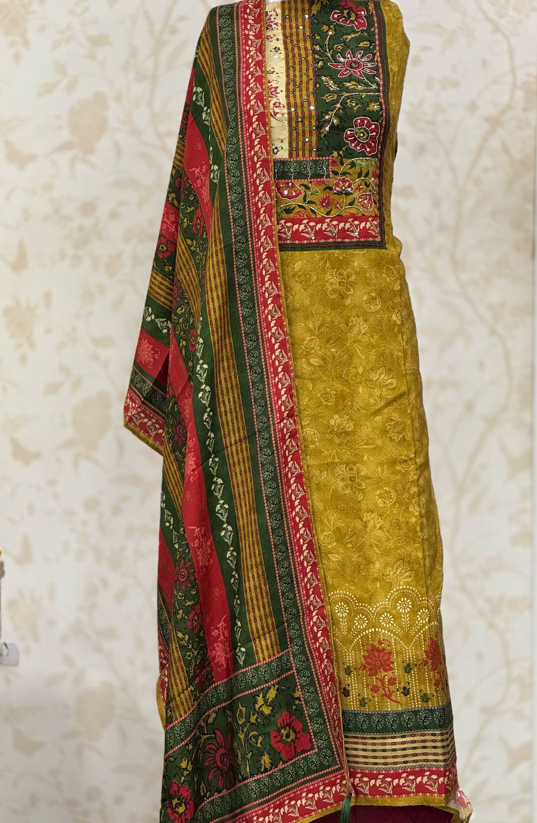 Designer yellow haldi mehendi Unstitched suit ( free size )