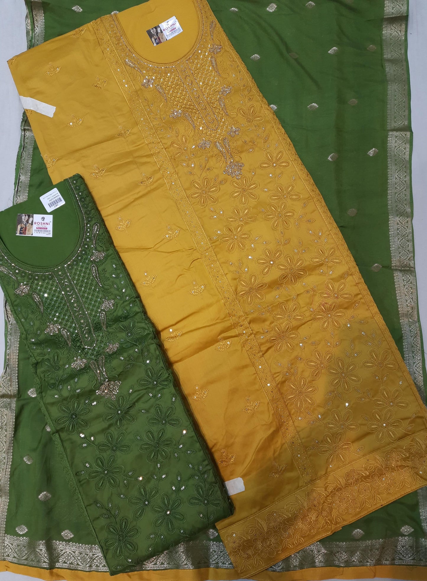 Fantastic yellow green haldi mehendi Unstitched suit ( free size )