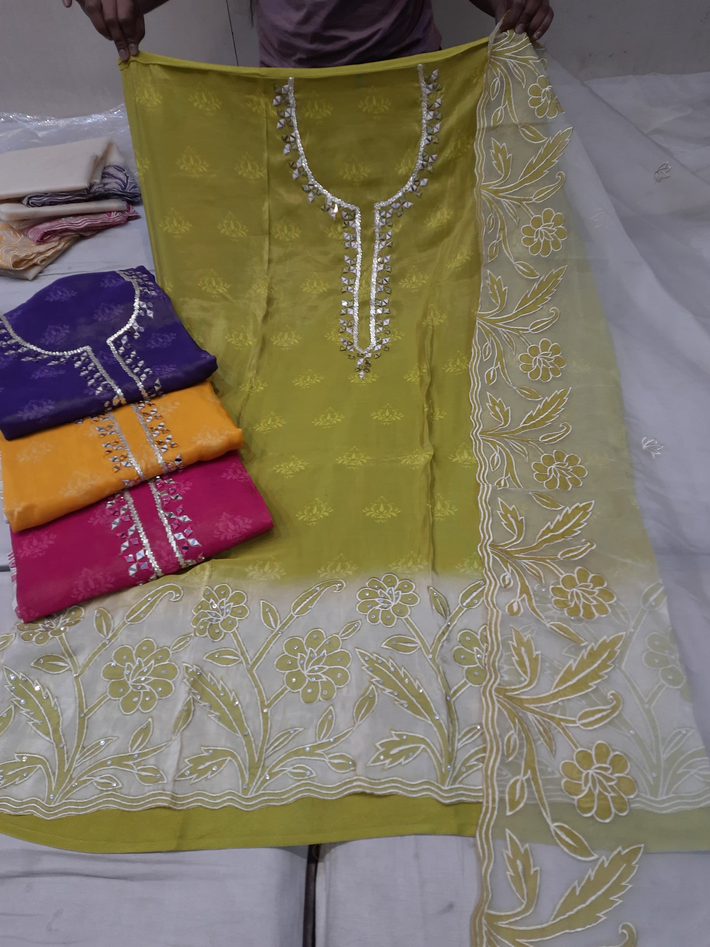 Awesome yellow haldi mehndi Unstitched suit ( free size )