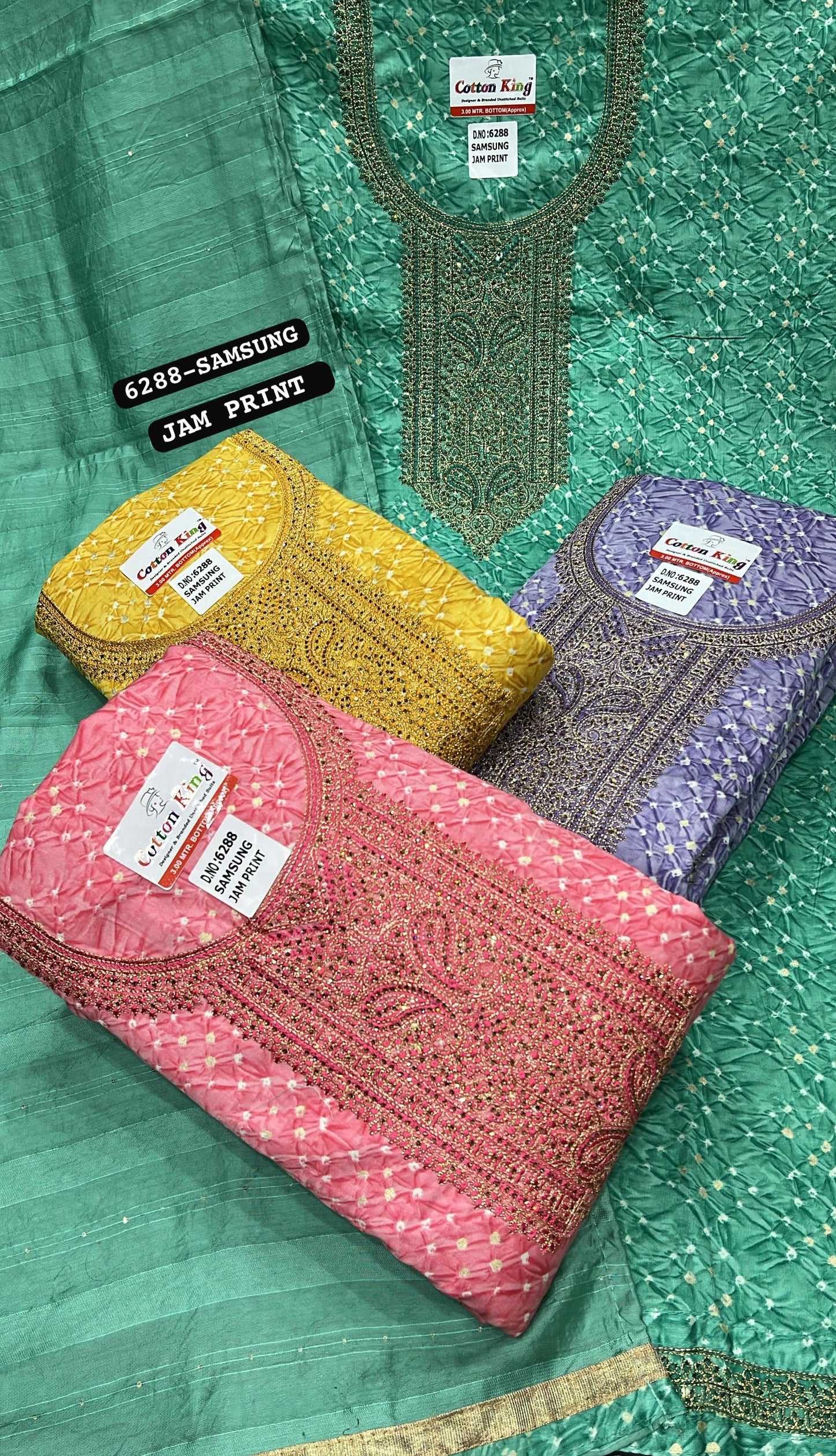 Majestic teal green Unstitched suit ( free size )