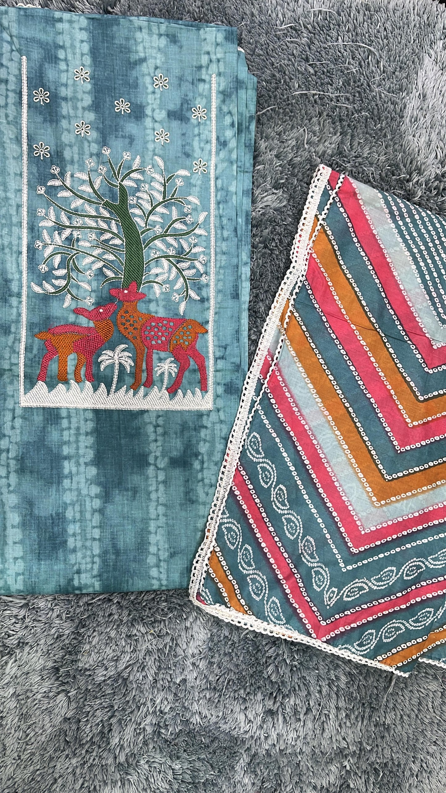 Blue Semi Stitched Fancy Salwar suit (free size)