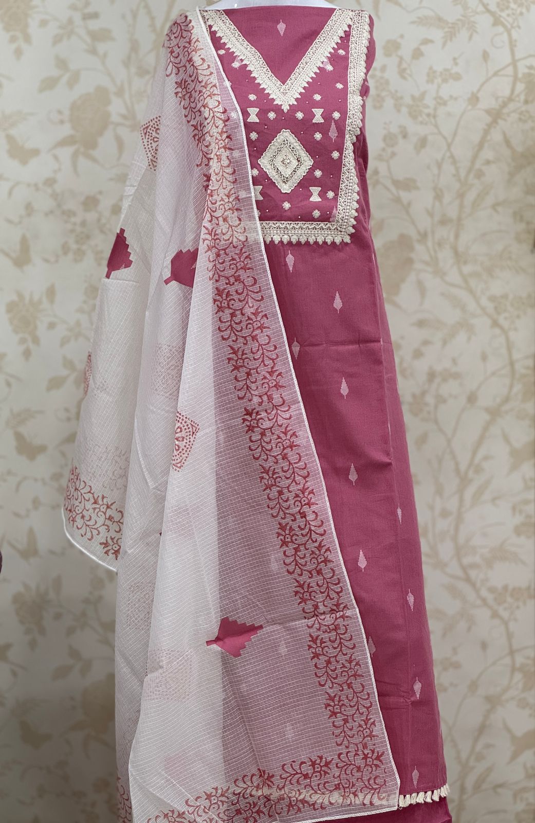 Pink semi Stitched Fancy Salwar suit (free size)