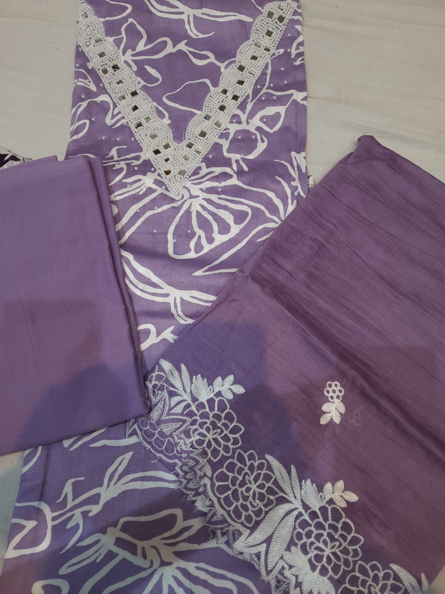 Purple semi Stitched Fancy Salwar suit (free size)