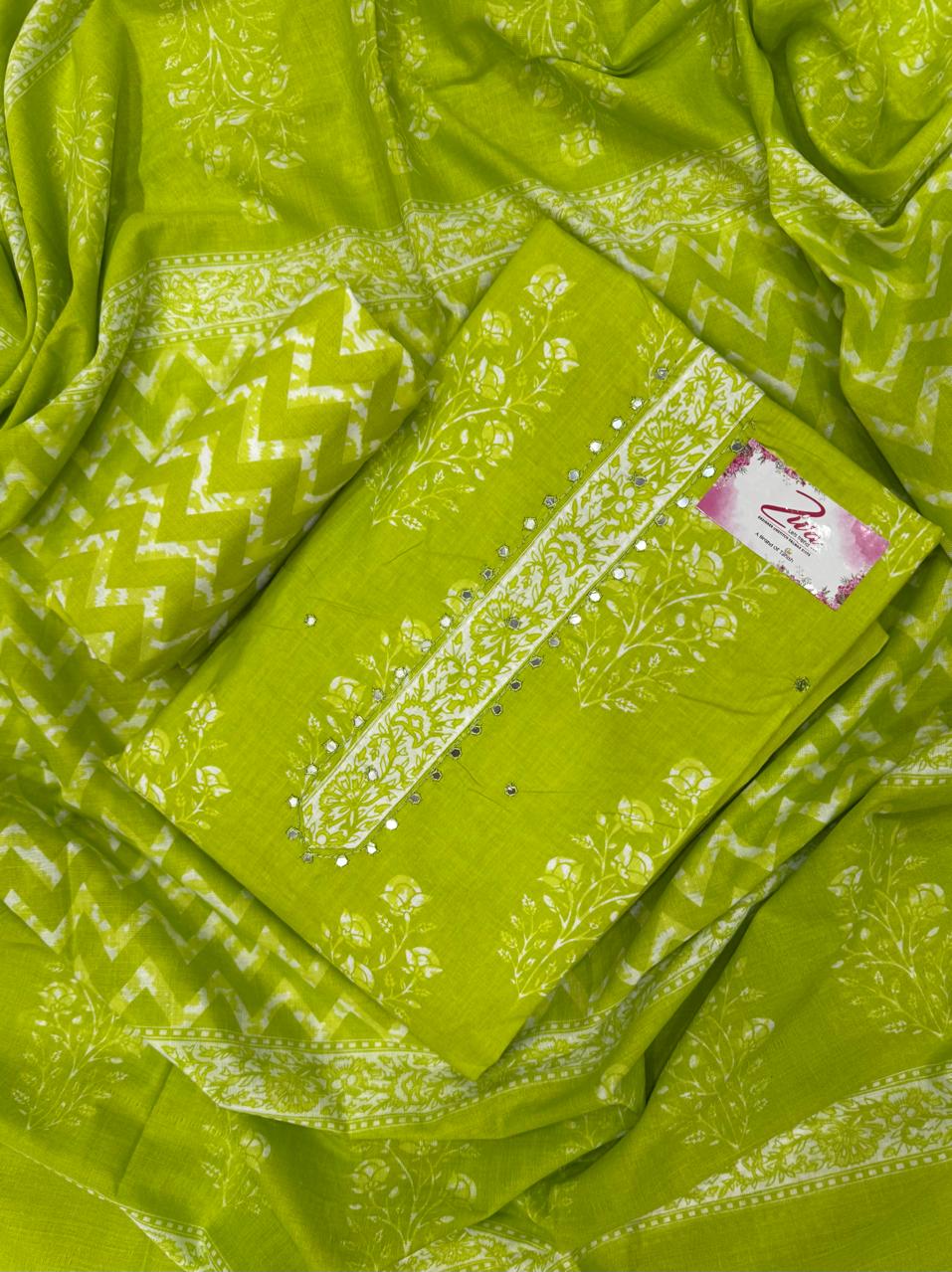 Green semi Stitched Fancy Salwar suit (free size)