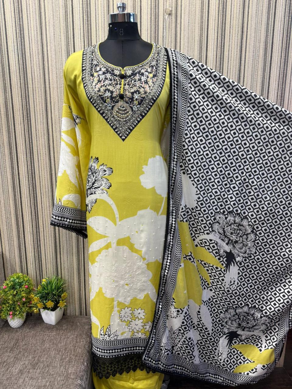Yellow haldi semi Stitched Fancy Salwar suit (free size)