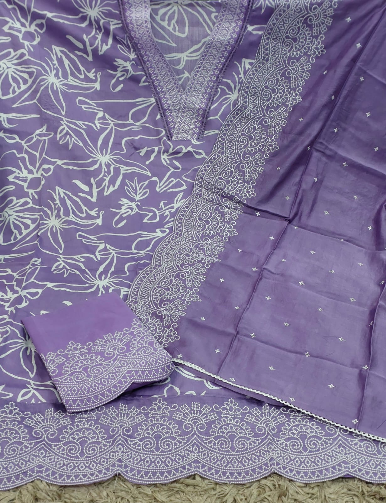 Purple semi Stitched Fancy Salwar suit (free size)