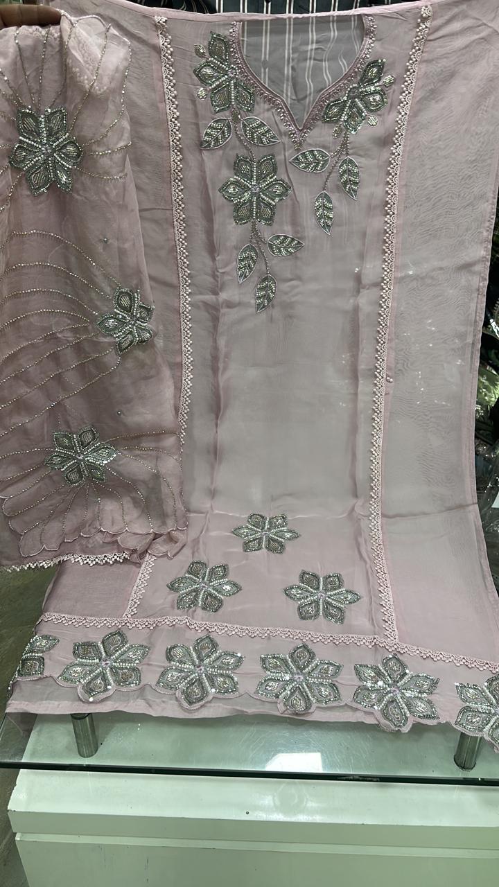 Pink semi Stitched Fancy Salwar suit (free size)